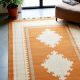 Hand Knotted Orange And Southwestern Wool Rug